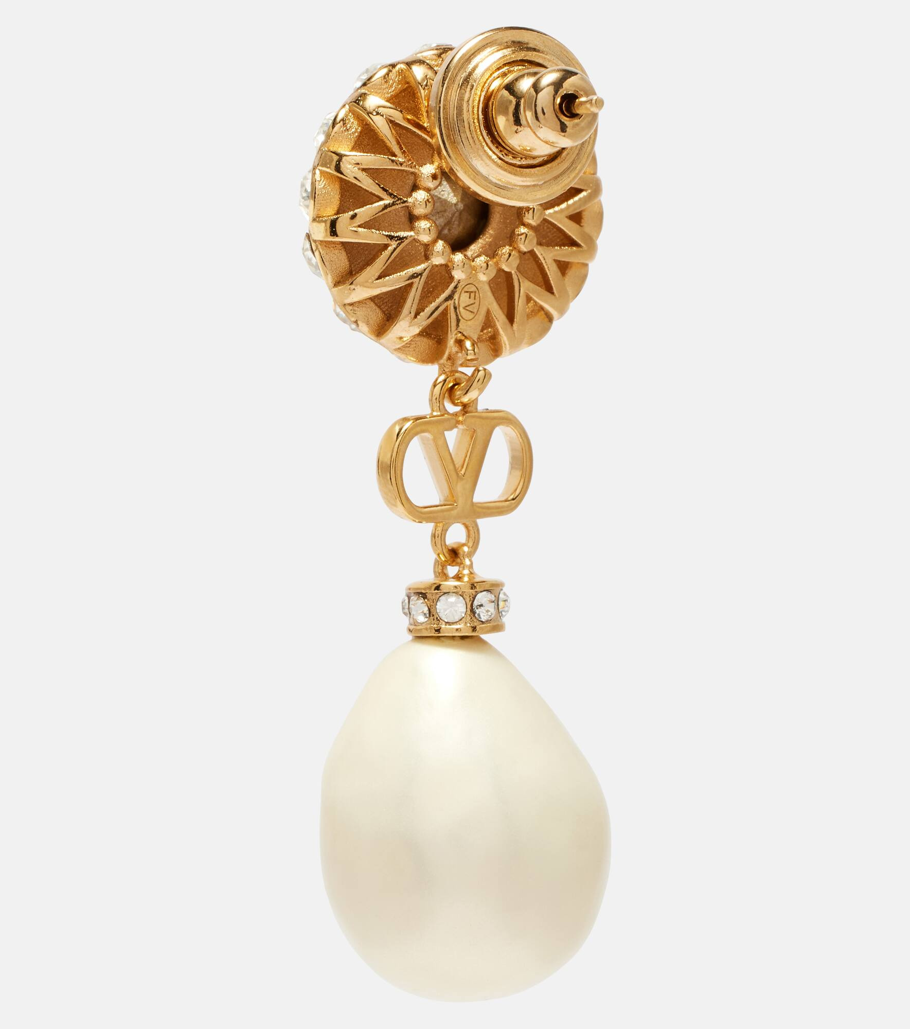 VLogo embellished drop earrings - 5