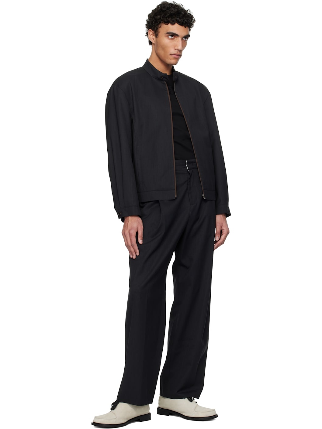 Black Wool Stripe Martine Trousers - 4