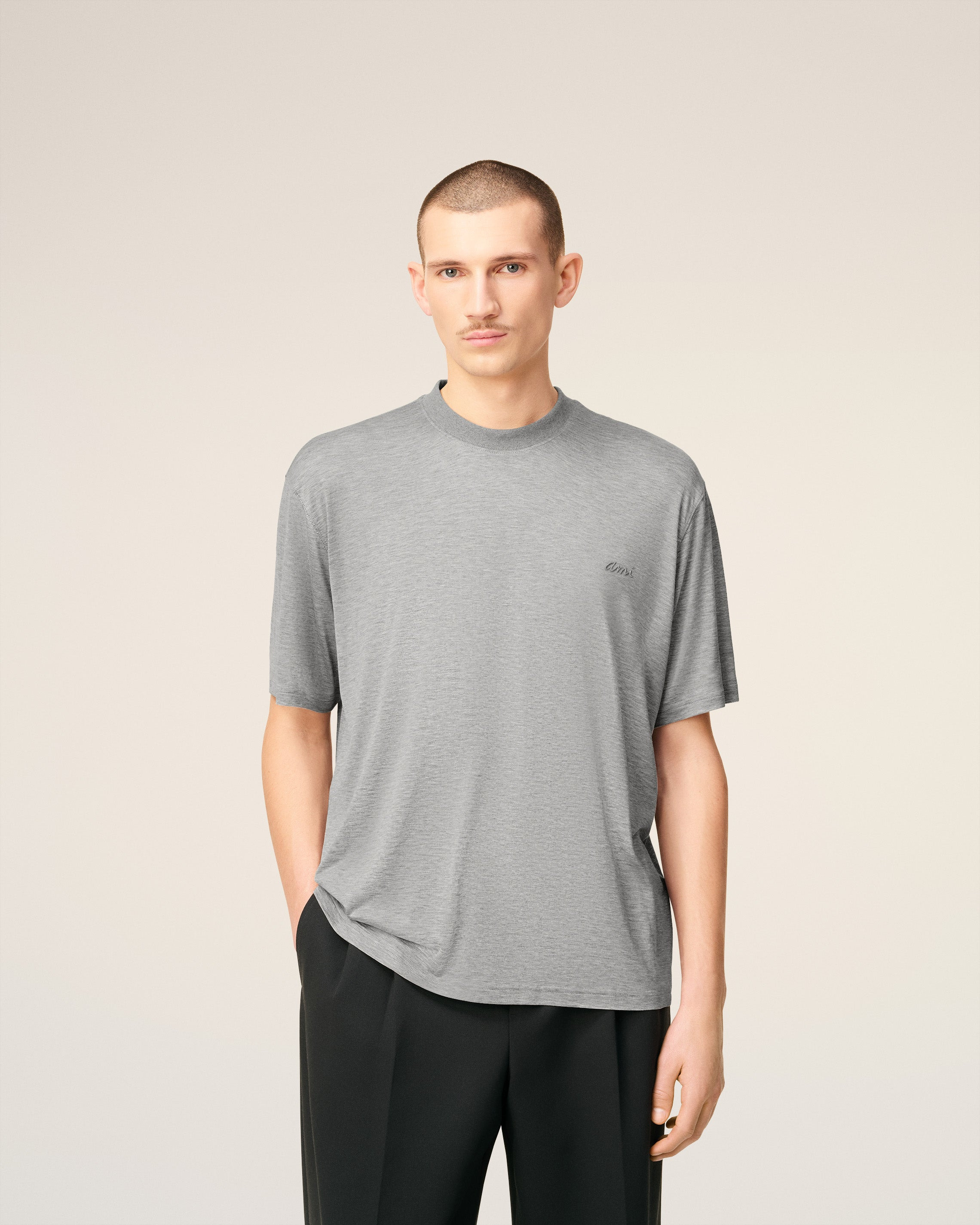 GREY COTTON SHORT SLEEVES T-SHIRT - 3