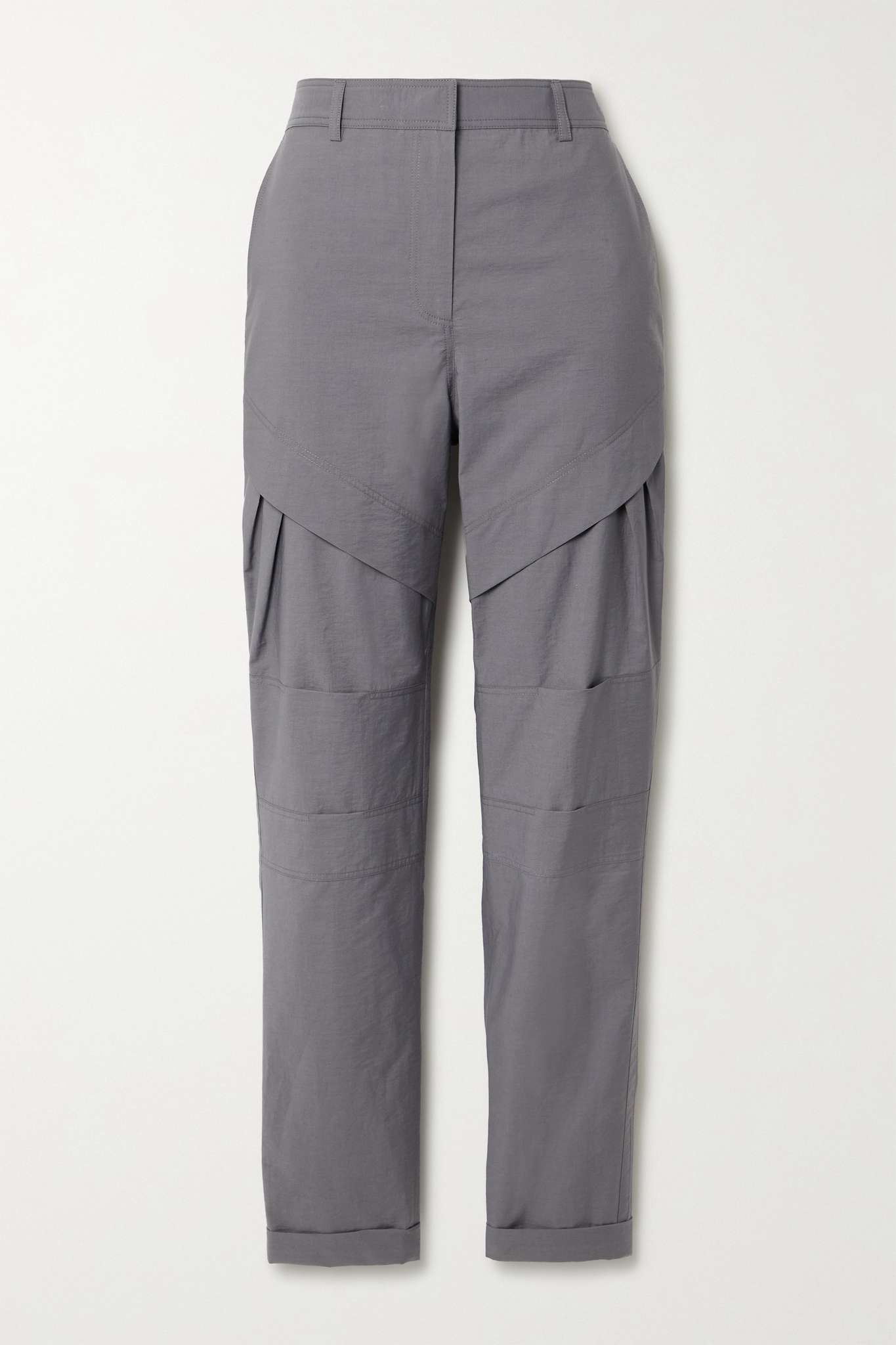 Layered pleated cotton-blend tapered pants - 1