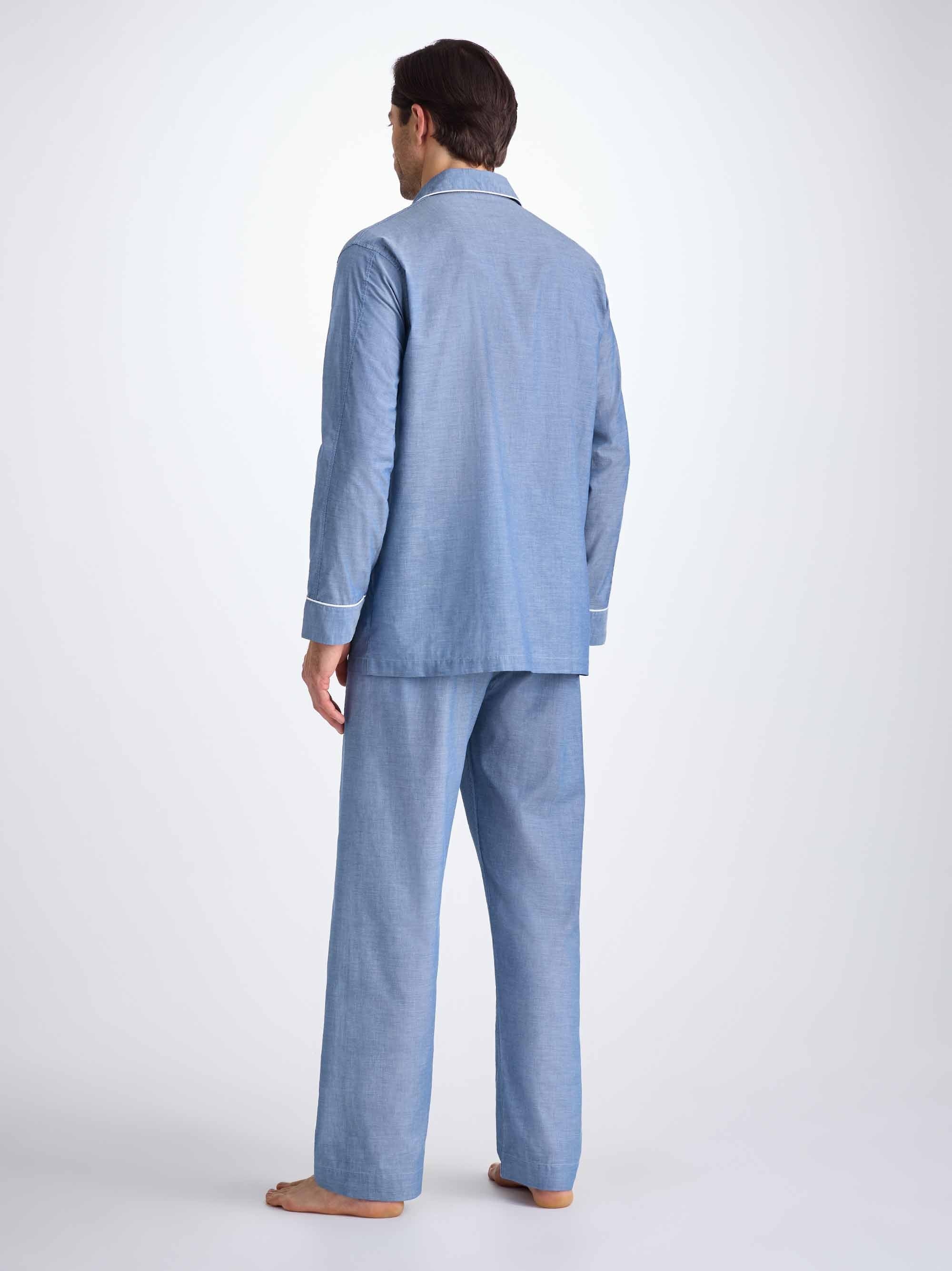 Men's Classic Fit Pajamas Amalfi Cotton Batiste Denim - 4