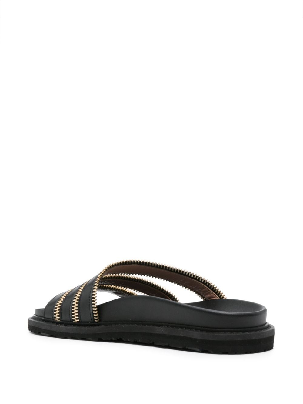 zip-embellished leather slides - 3