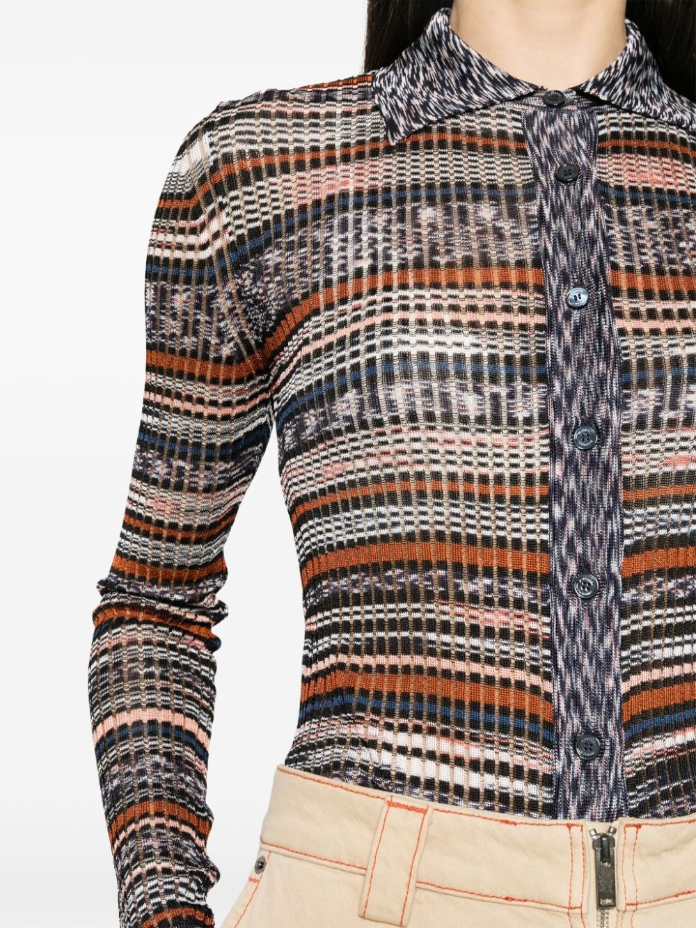 intarsia-knit striped shirt - 5