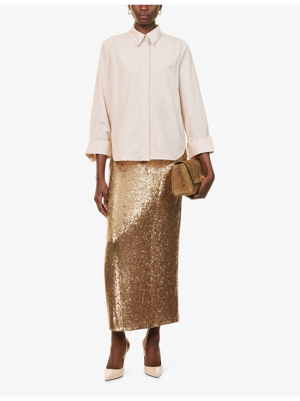 Gwyneth Sequin Stretch-Woven Maxi Skirt - 2