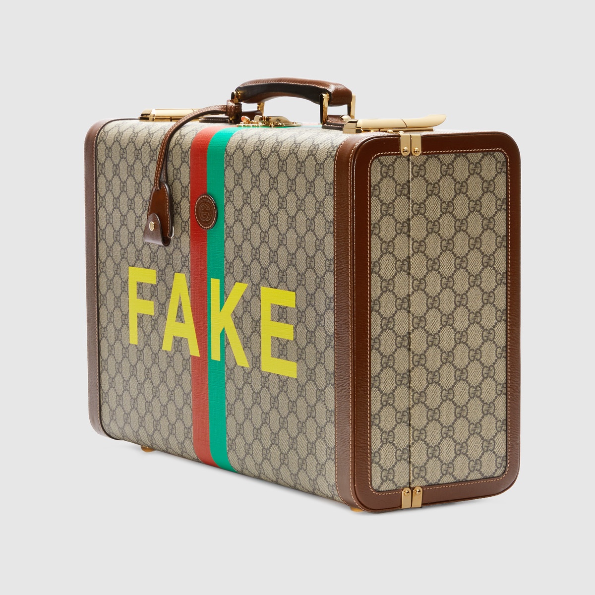 'Fake/Not' print medium suitcase - 2