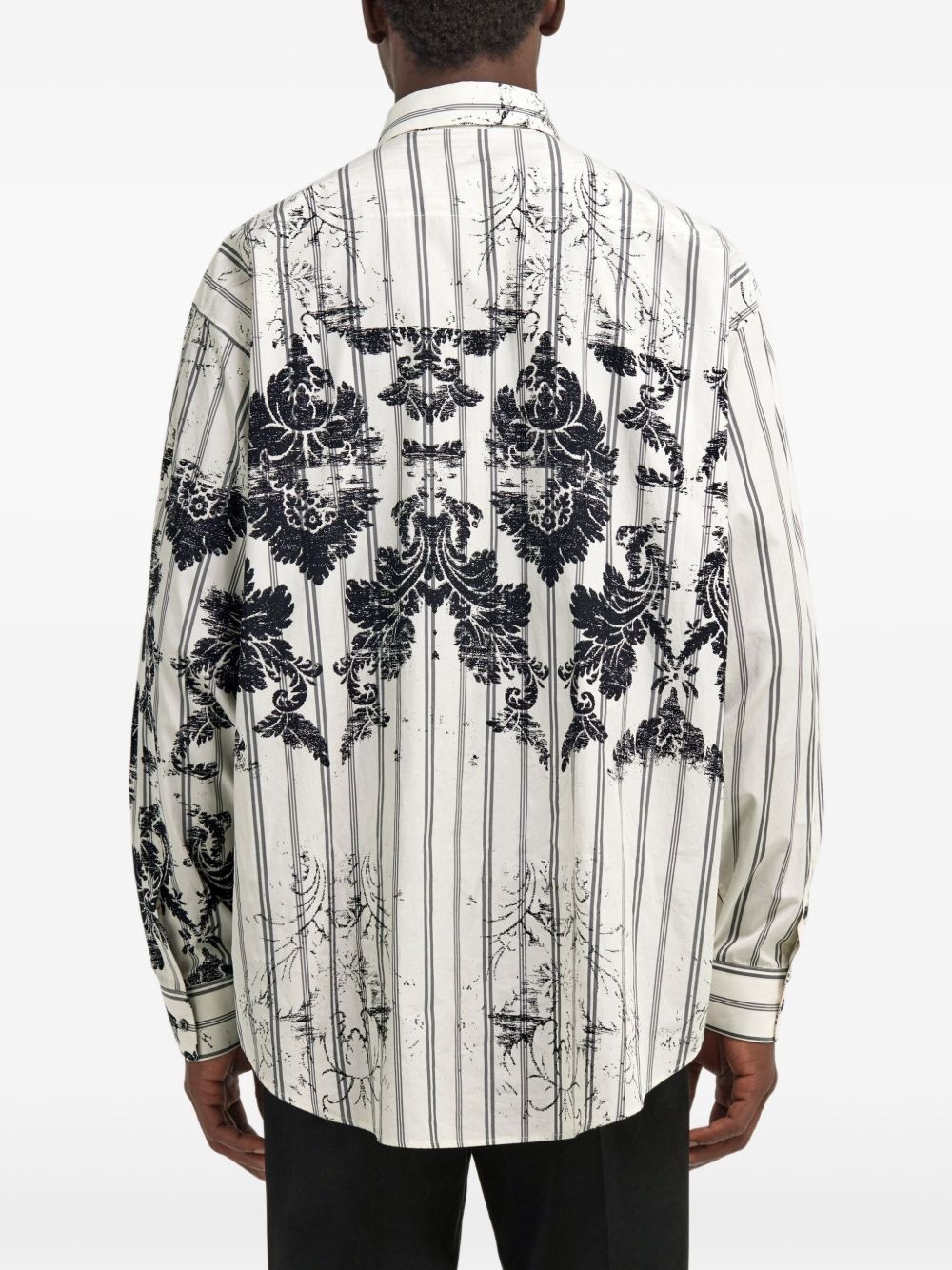Broccato-print striped shirt - 5