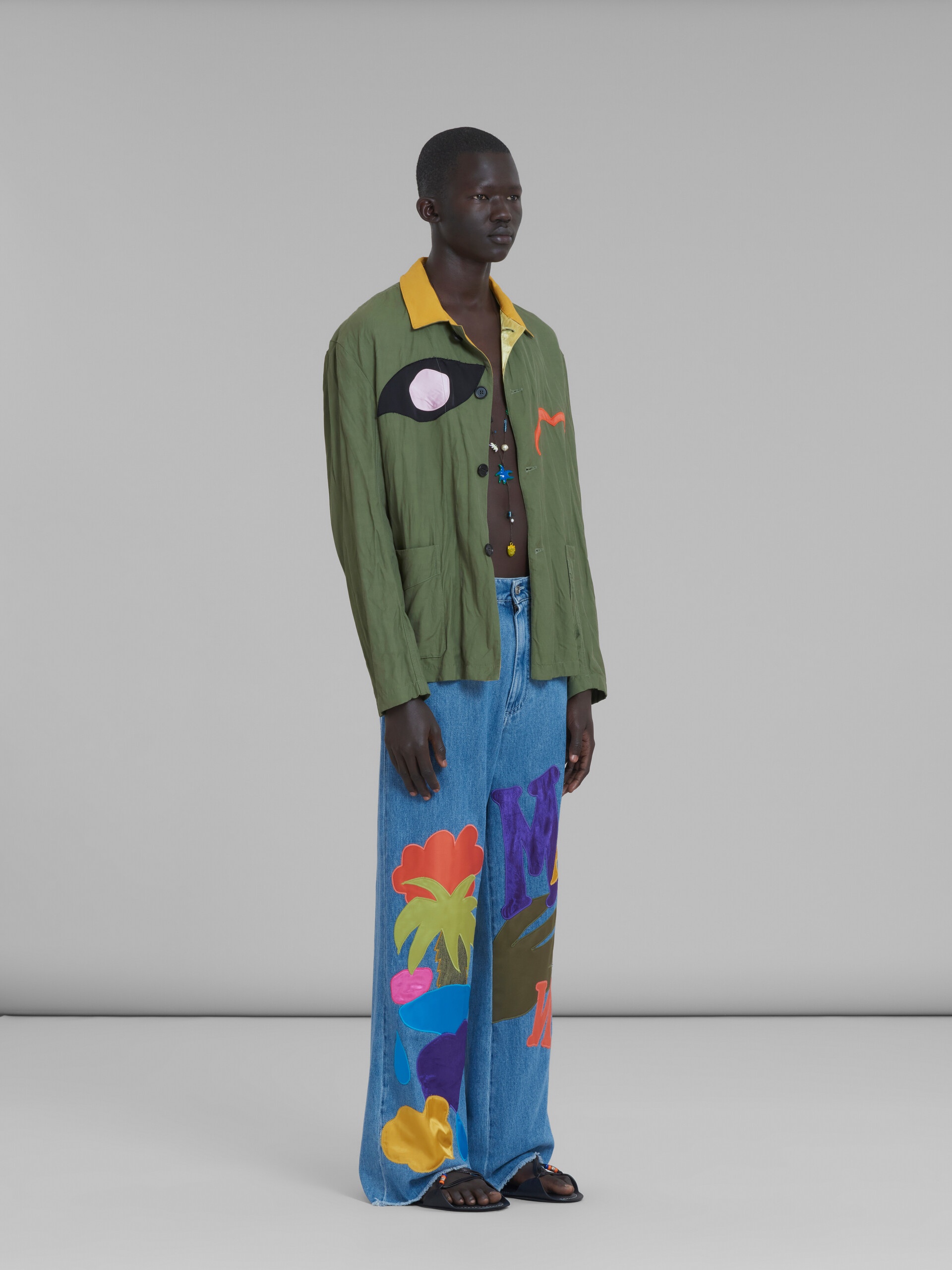 MARNI X NO VACANCY INN - GREEN GABARDINE JACKET WITH EMBROIDERED PATCHES - 6