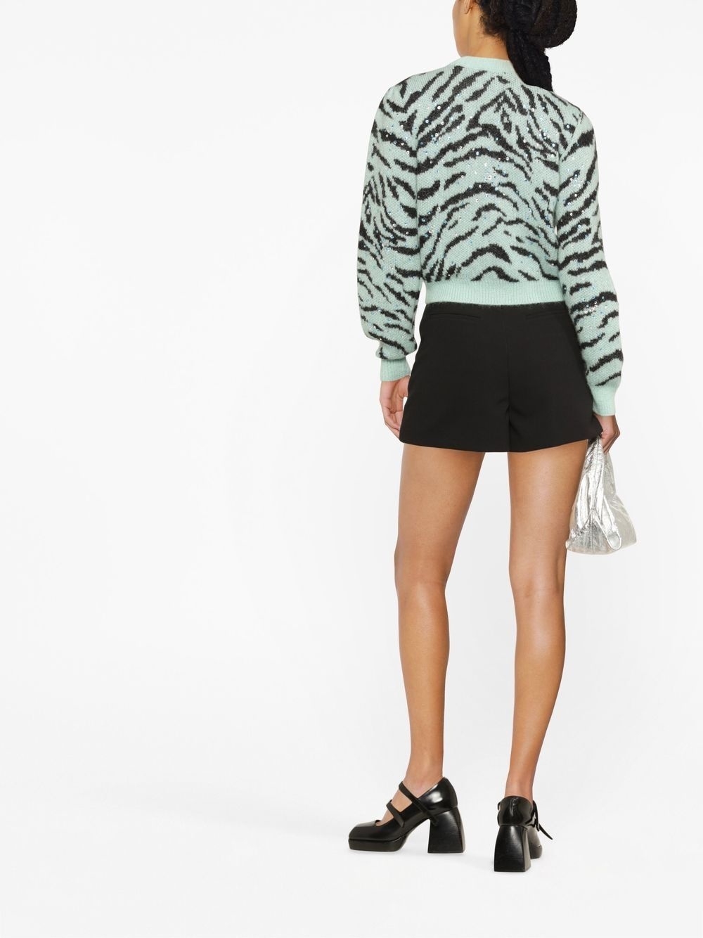 zebra-print V-neck cardigan - 4