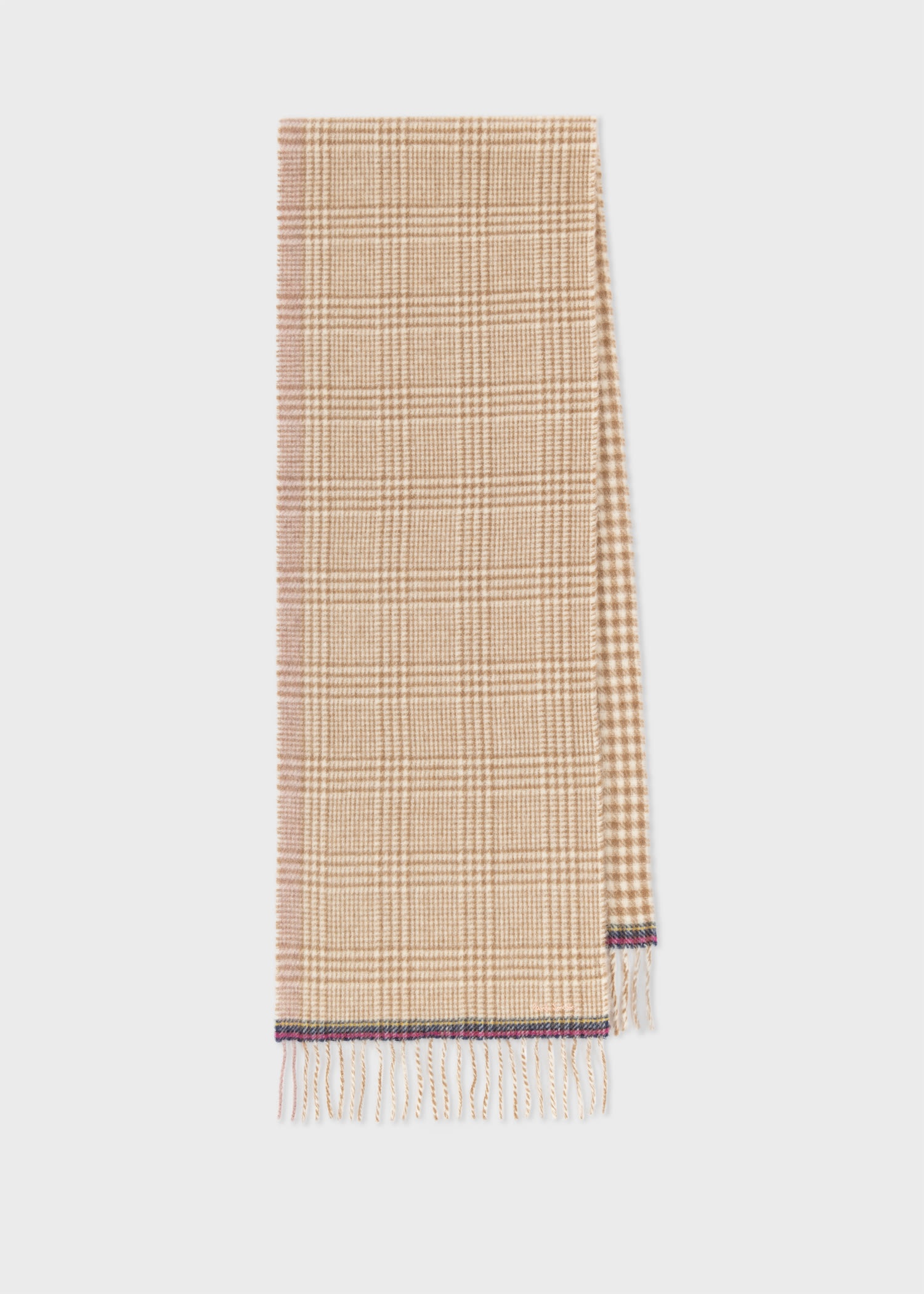 Cream 'Prince of Wales Check' Wool Scarf - 1