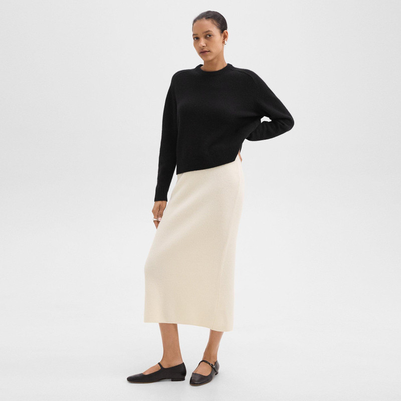 Midi Pull-On Skirt in Felted Wool-Cashmere 3