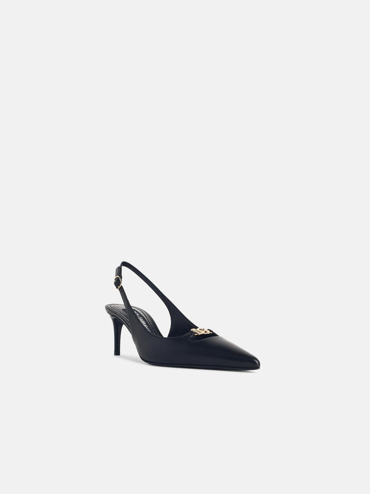 BLACK LEATHER SLINGBACKS - 2