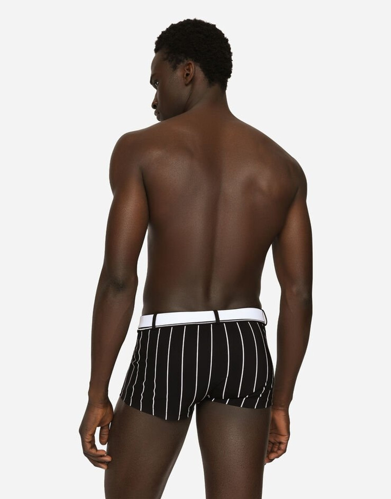 Dolce & Gabbana Striped-print high-legged swim trunks with DG logo belt outlook