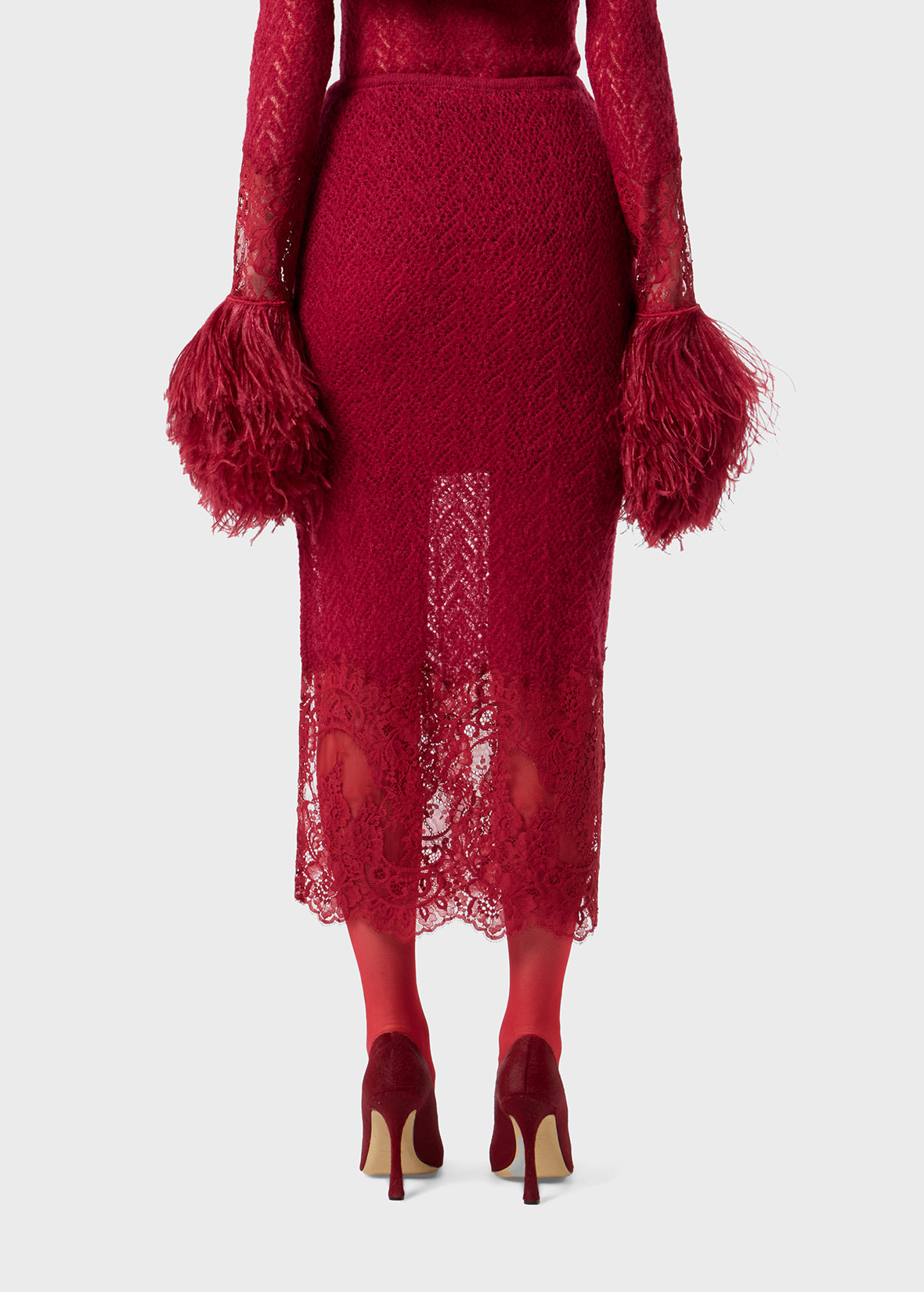 KNITTED MIDI SKIRT WITH LACE - 4
