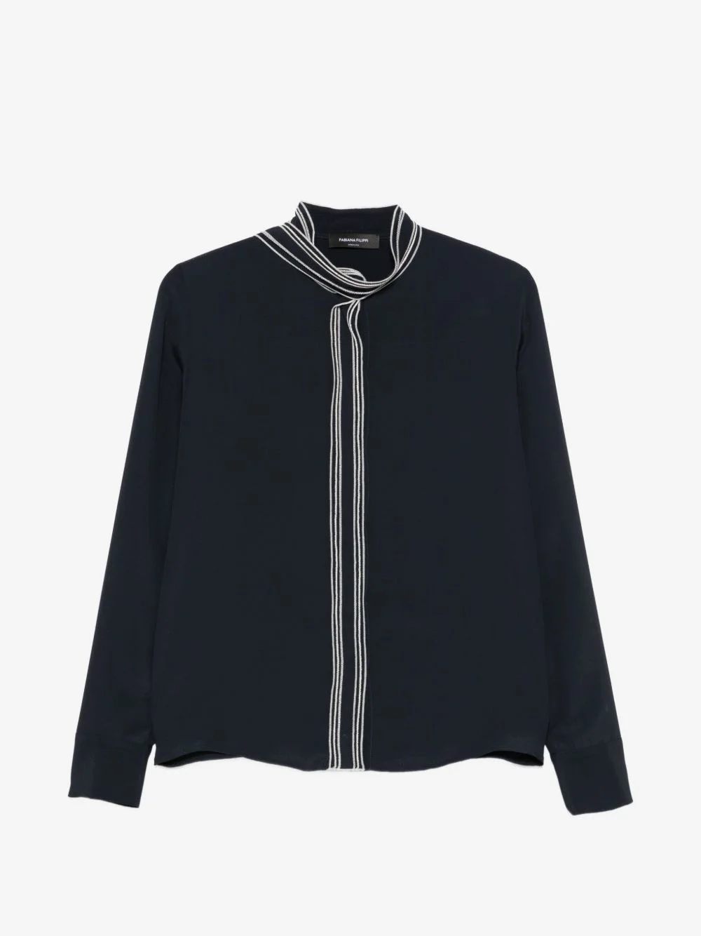 striped-trim long-sleeve shirt - 1