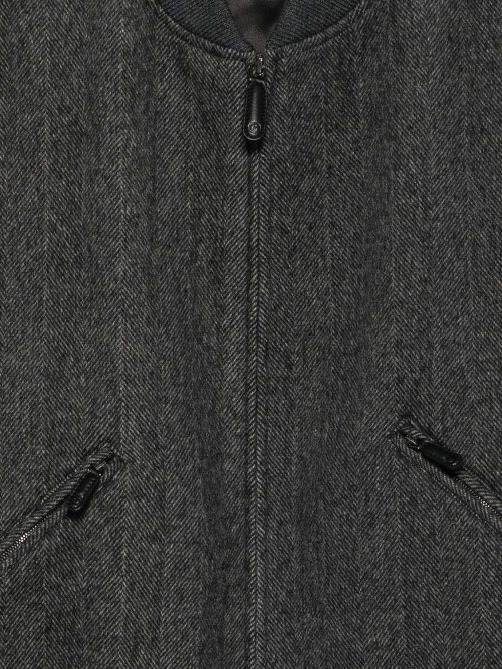 herringbone zip-front bomber jacket - 3