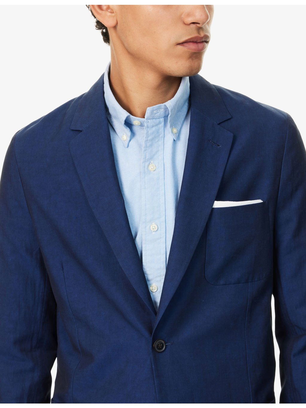 Single-Breasted Slim-Fit Cotton and Linen-Blend Blazer - 5