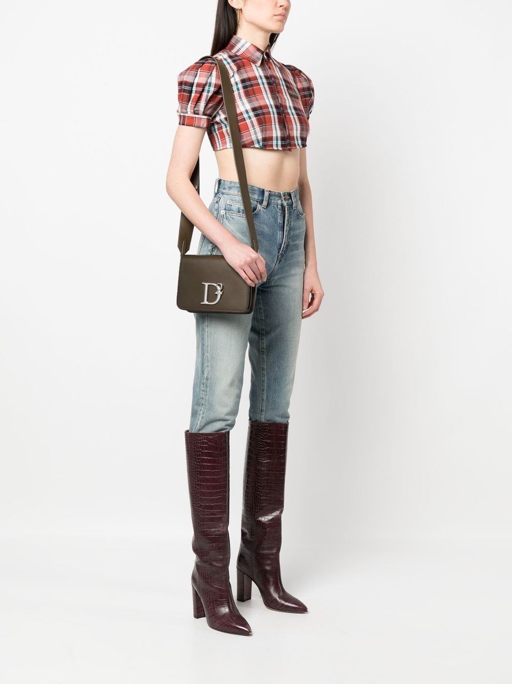 logo-plaque leather crossbody bag - 2