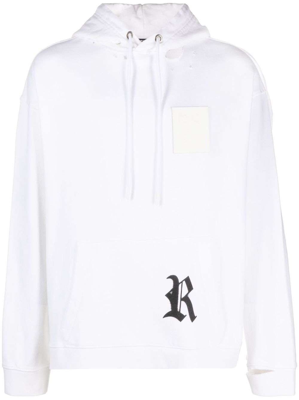 logo patch ripped hoodie - 1