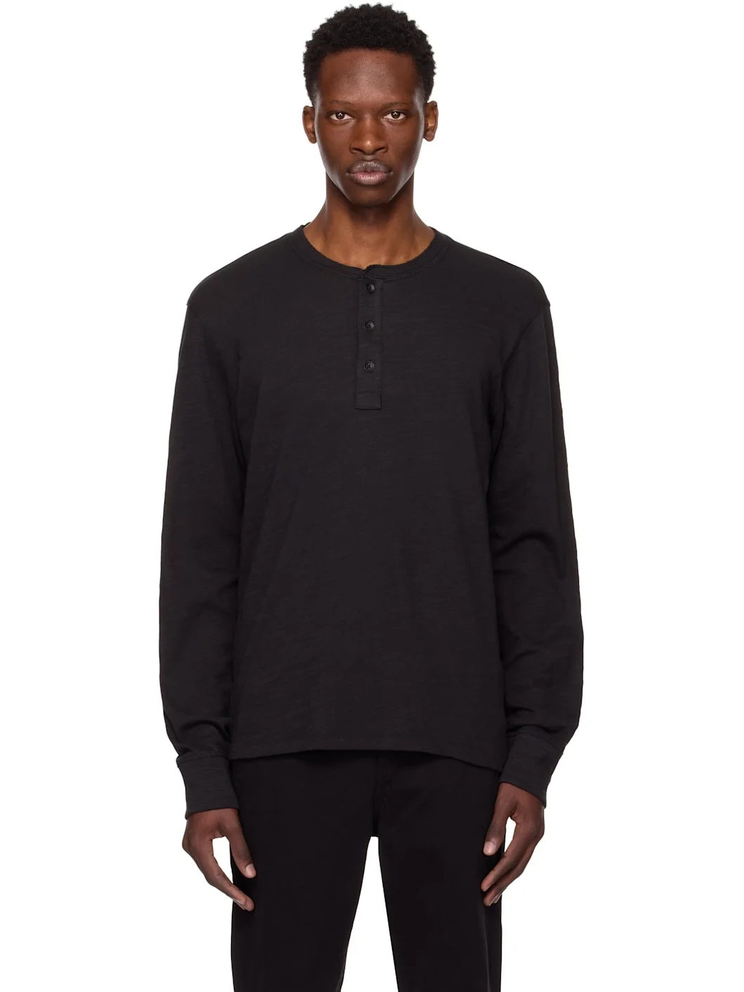 Black Classic Flame Henley - 1