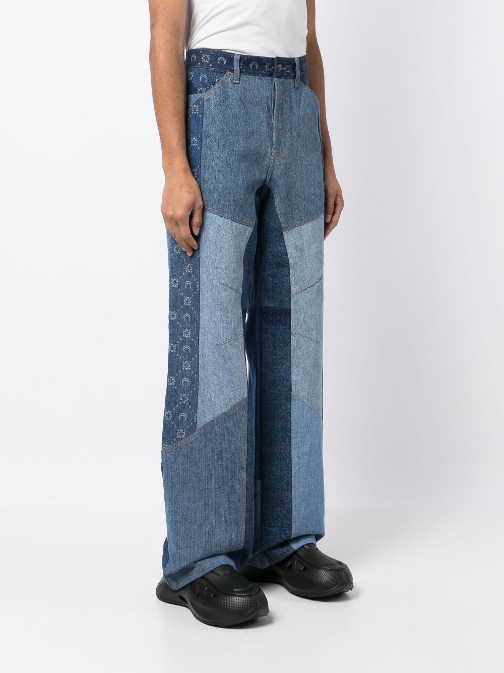 patchwork wide-leg jeans - 3