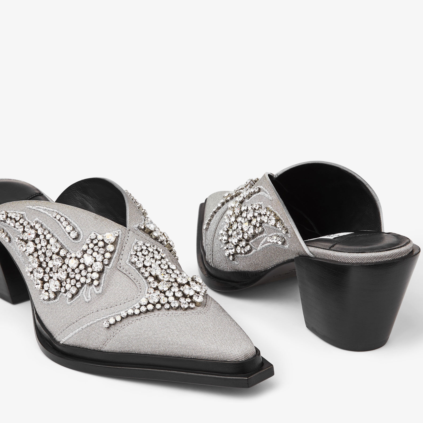 Cece Mule II 60
Silver Glitter Crystal Mules - 3