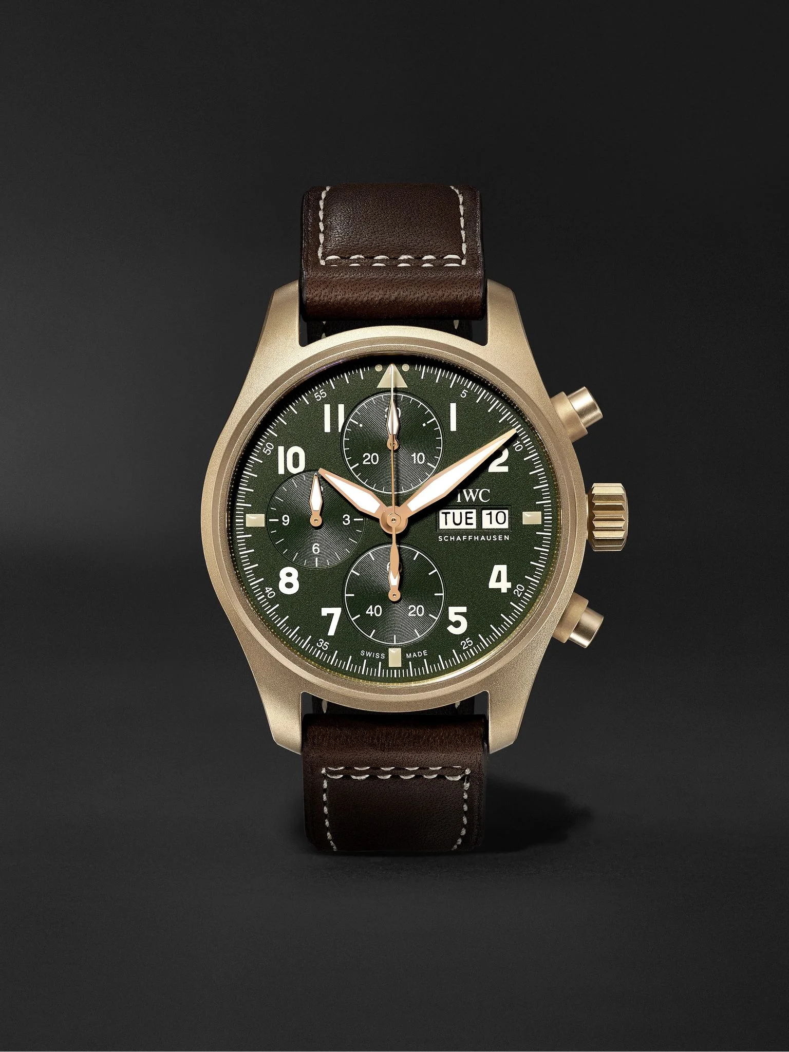 Pilot's Spitfire Automatic Chronograph 41mm Bronze and Leather Watch, Ref. No. IW387902 Green - 1