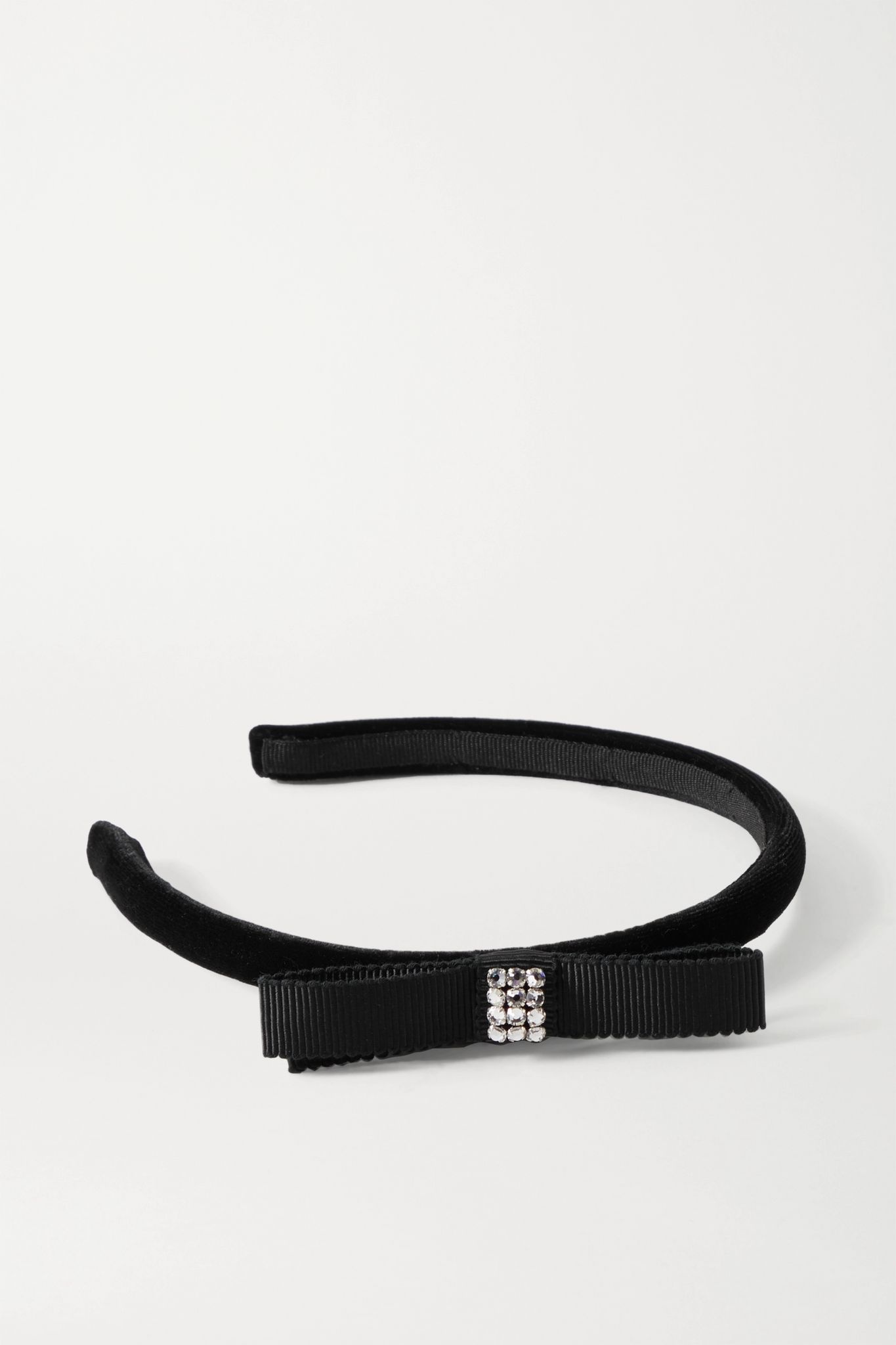 Embellished grosgrain and velvet headband - 1