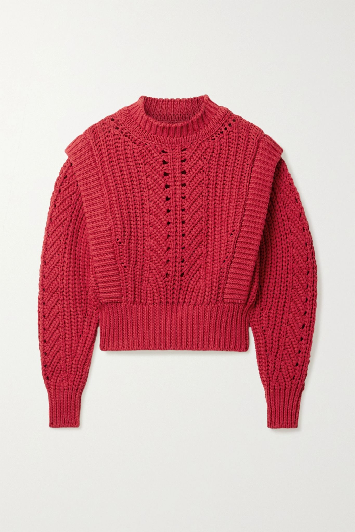 Prune ribbed pointelle-knit sweater - 1