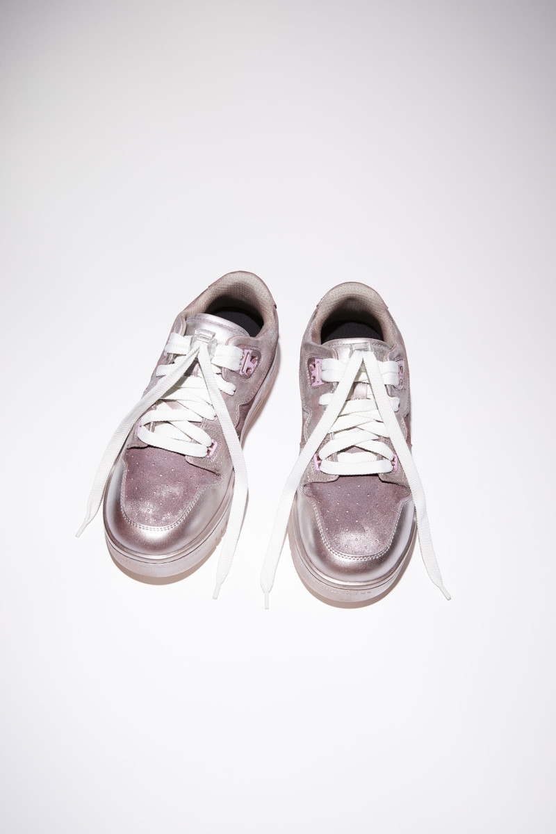 Low top basket leather sneakers - Off white/silver 3