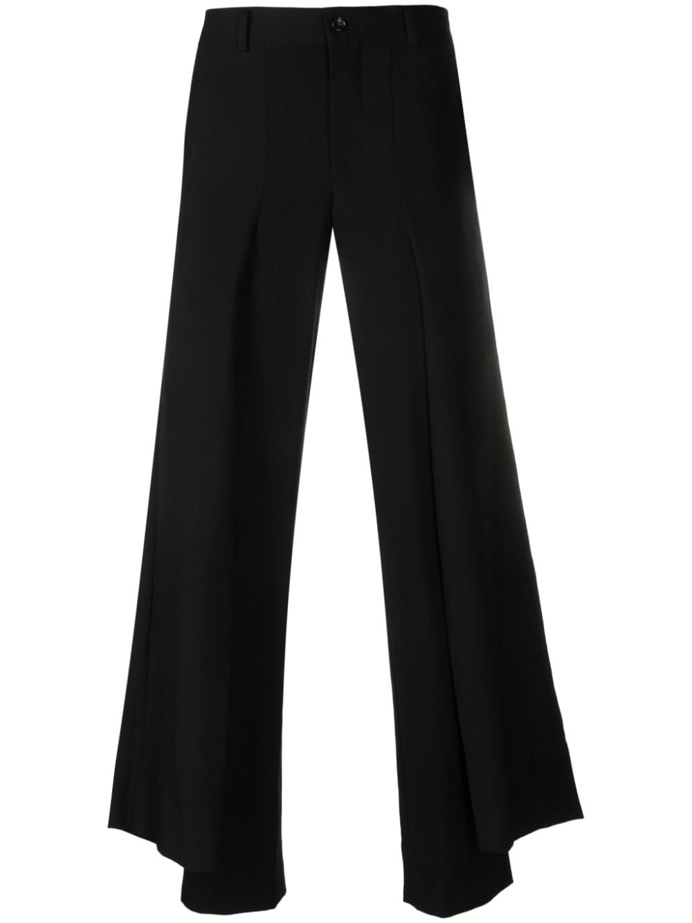 draped-panel slim-fit wool trousers - 1