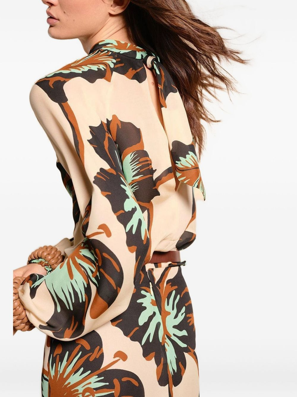 floral-print tie-neck tunic - 4