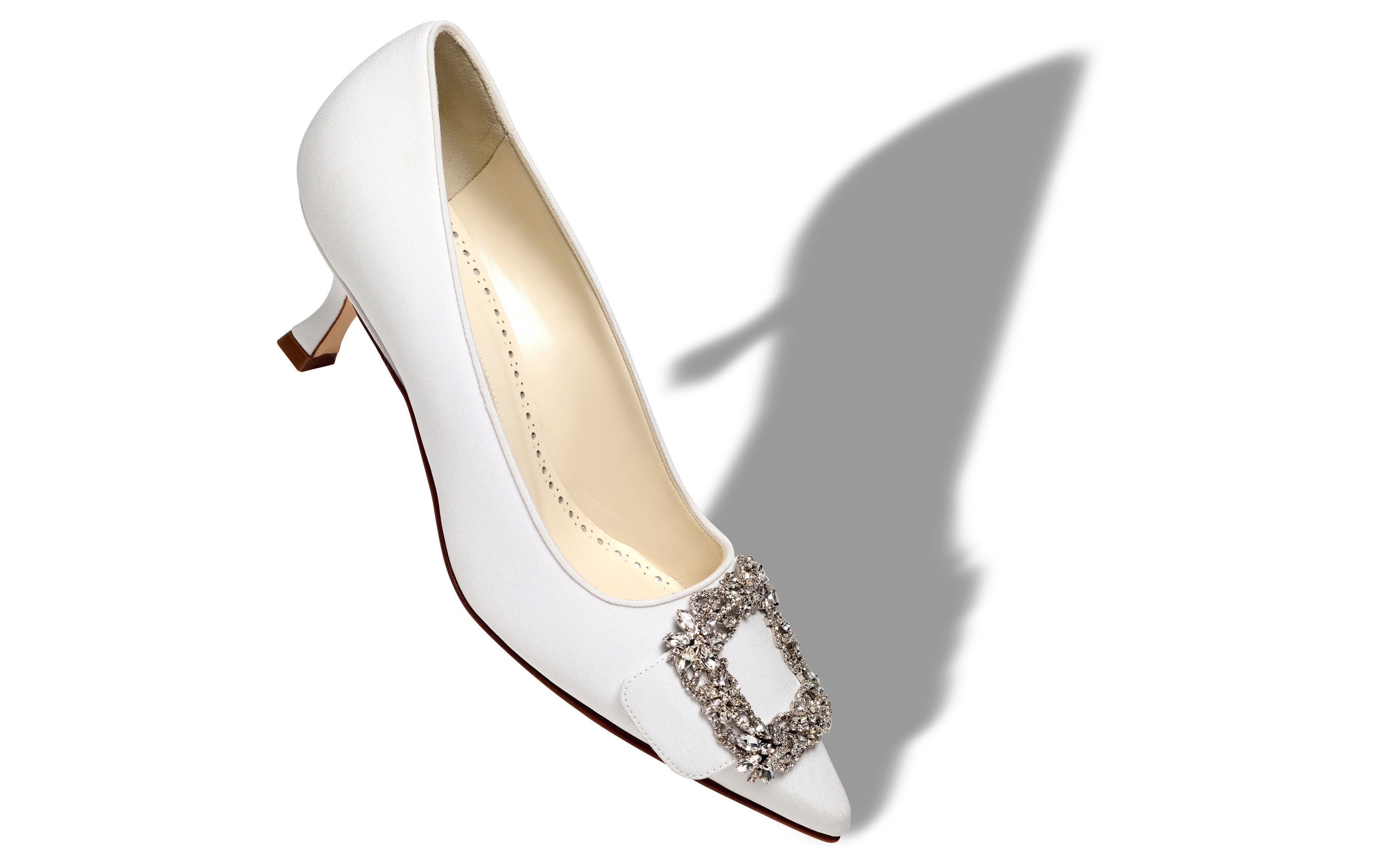 Cream Crepe De Chine Buckle Detail Pumps - 2