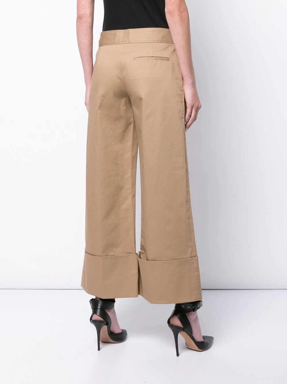 cotton gabardine wide-leg trousers - 4