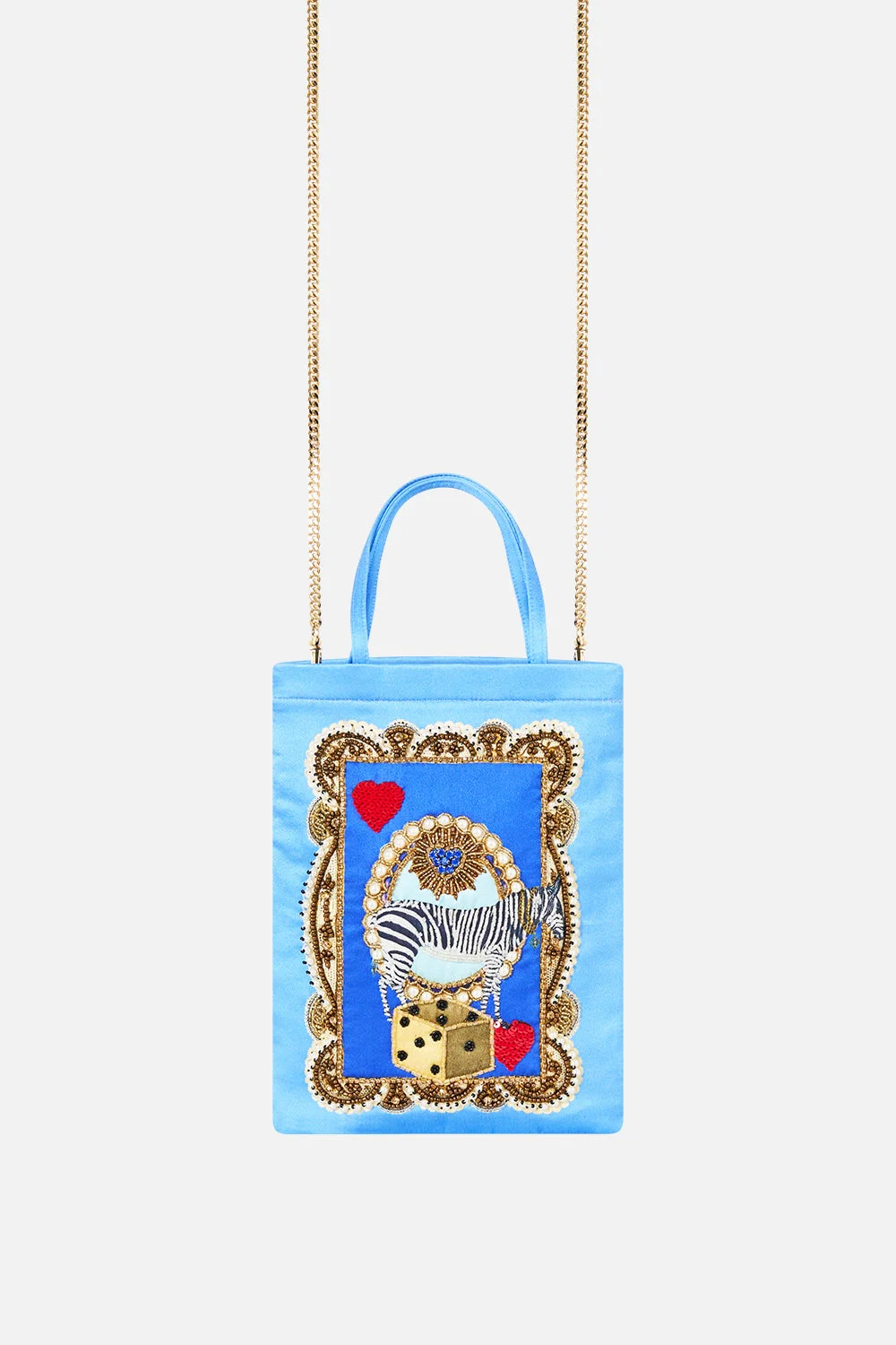 EMBELLISHED MINI TOTE WITH CHAIN STRAP VERSES IN VINTAGE - 1