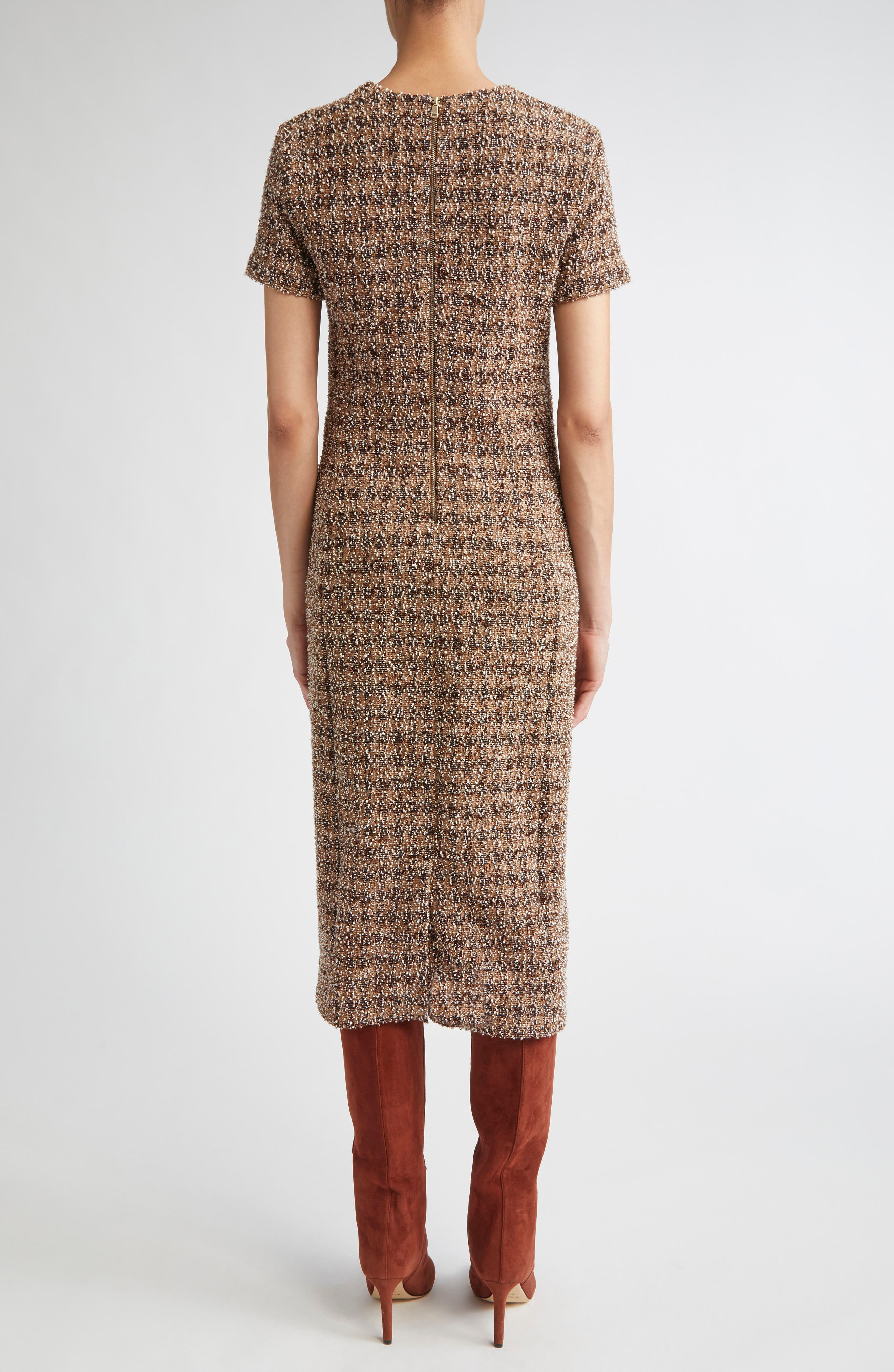 Max Mara Giugno Bouclé Jersey Sheath Dress in Camel at Nordstrom - 2