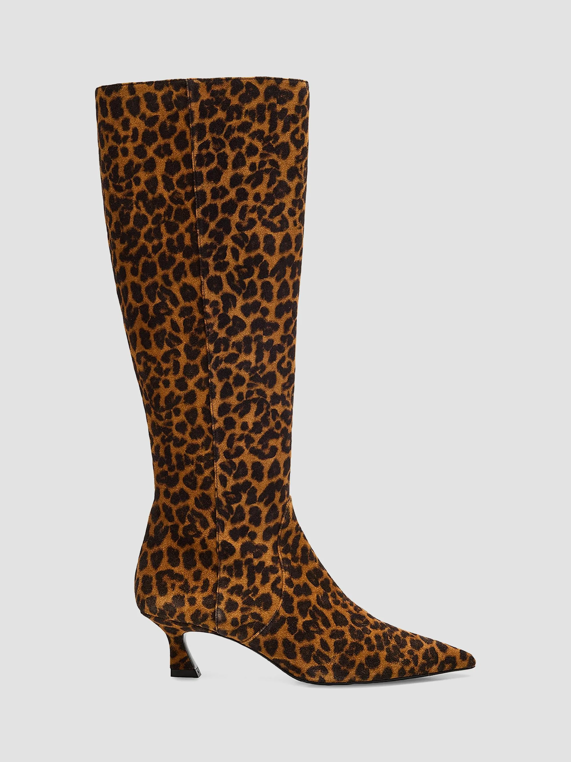 Women's Vinnie 50MM Leopard-Print Suede Knee-High Boots - Leopard - 1