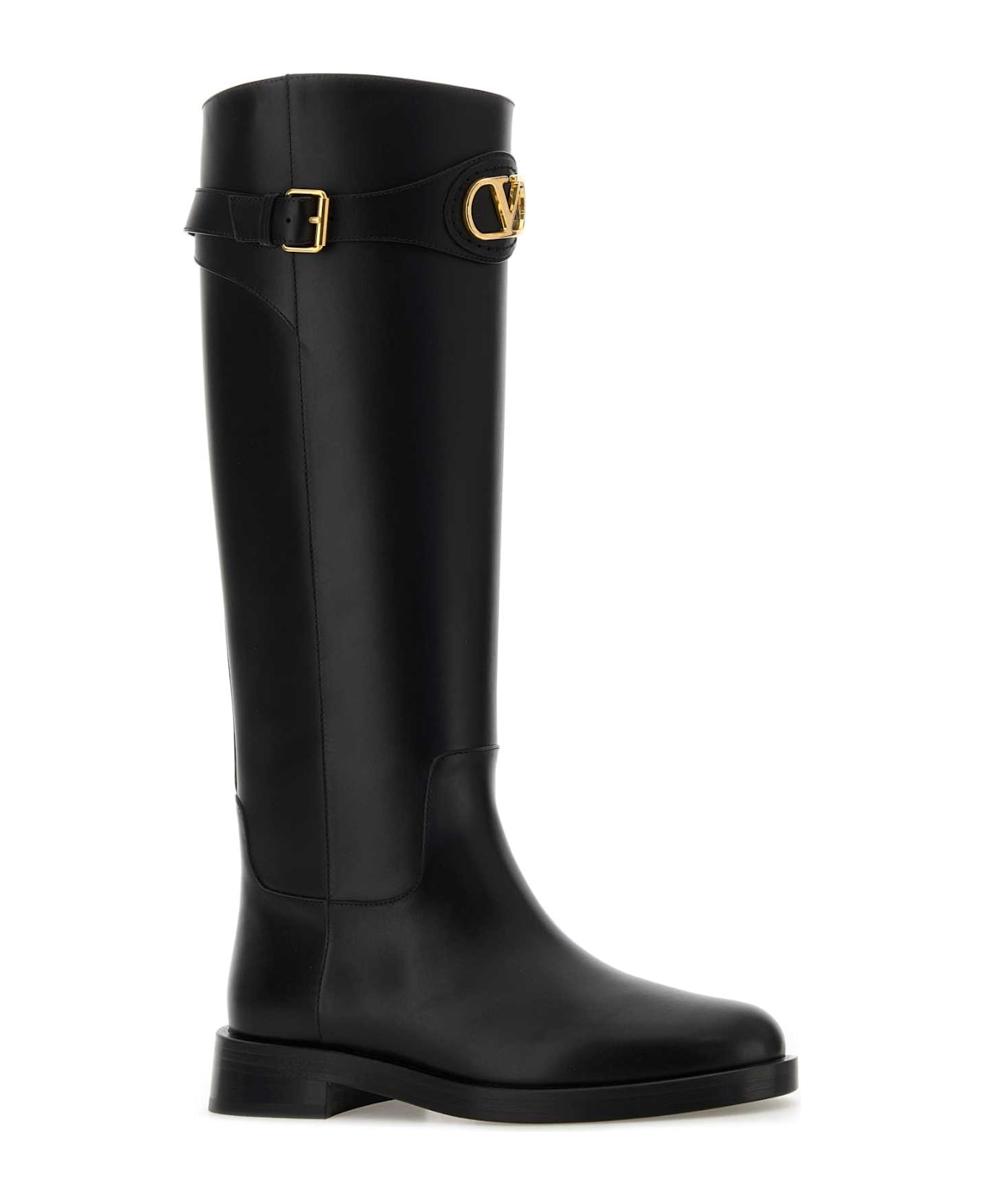 Black Leather Vlogo Signature Boots - 2