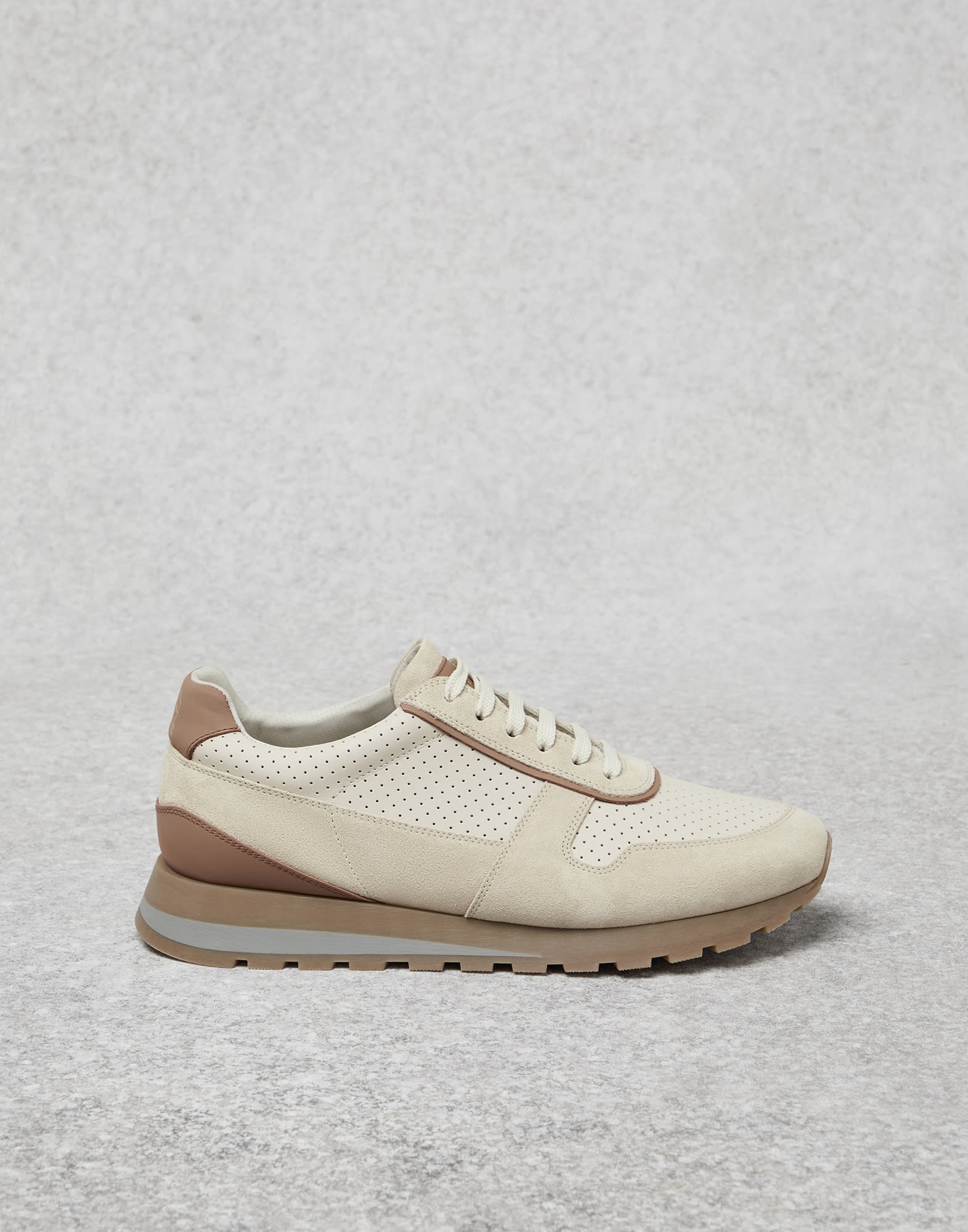 Punched calfskin and suede runners - 5