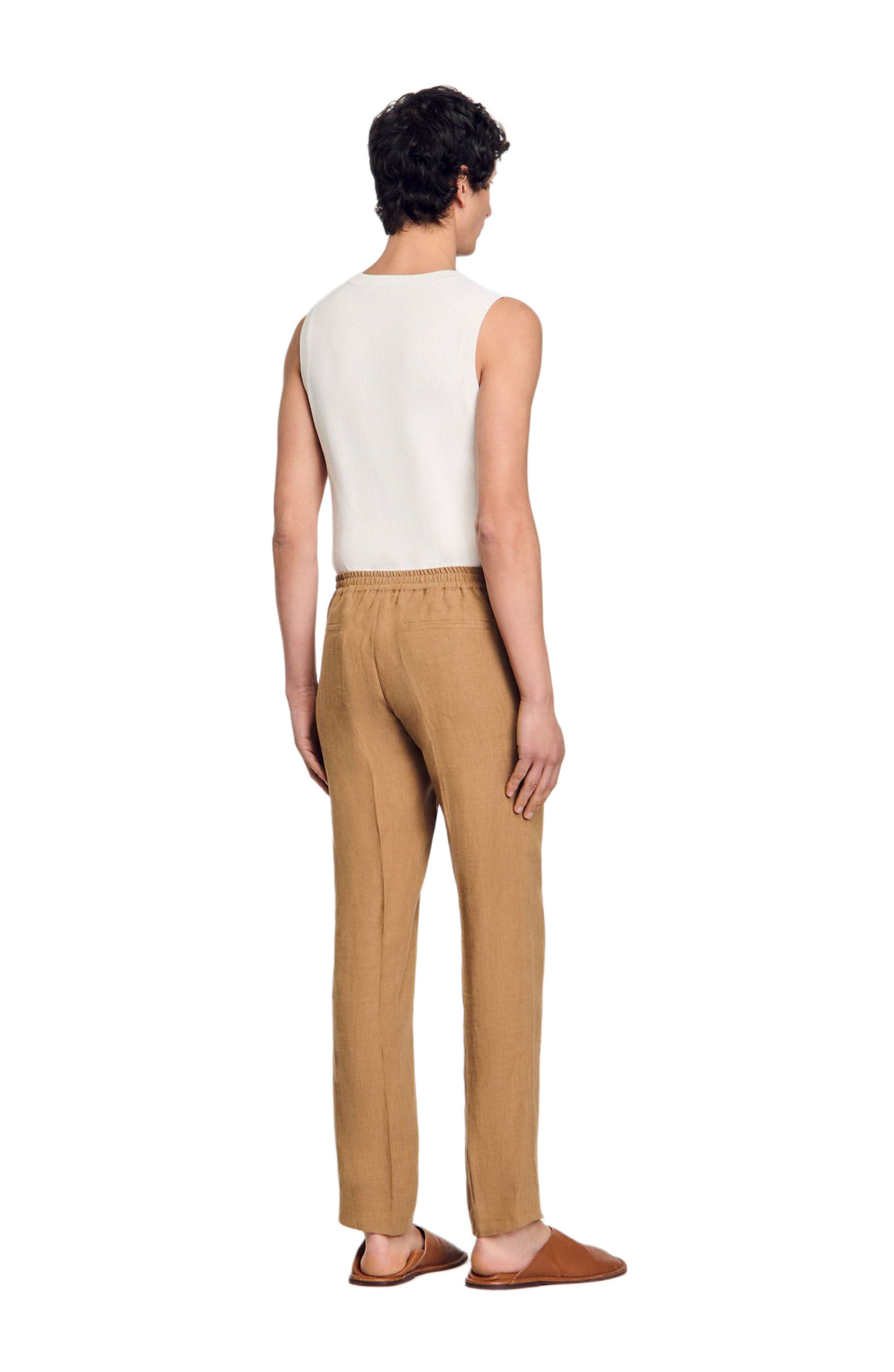 SANDRO Linen trousers in Dark Sand at Nordstrom - 2