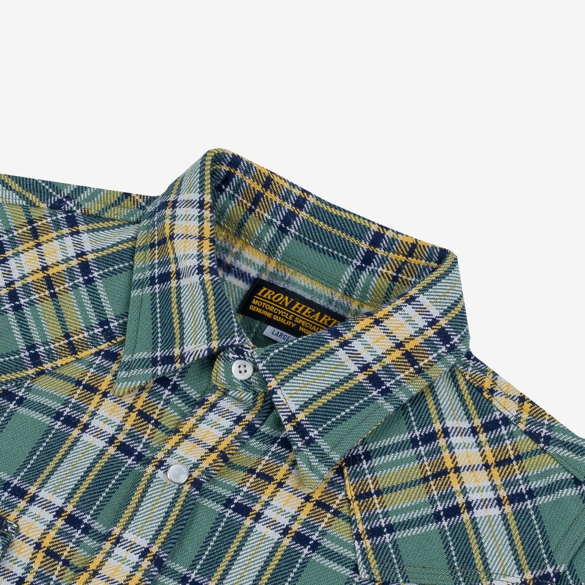 Ultra Heavy Flannel Tartan Check Western Shirt - Green - 6