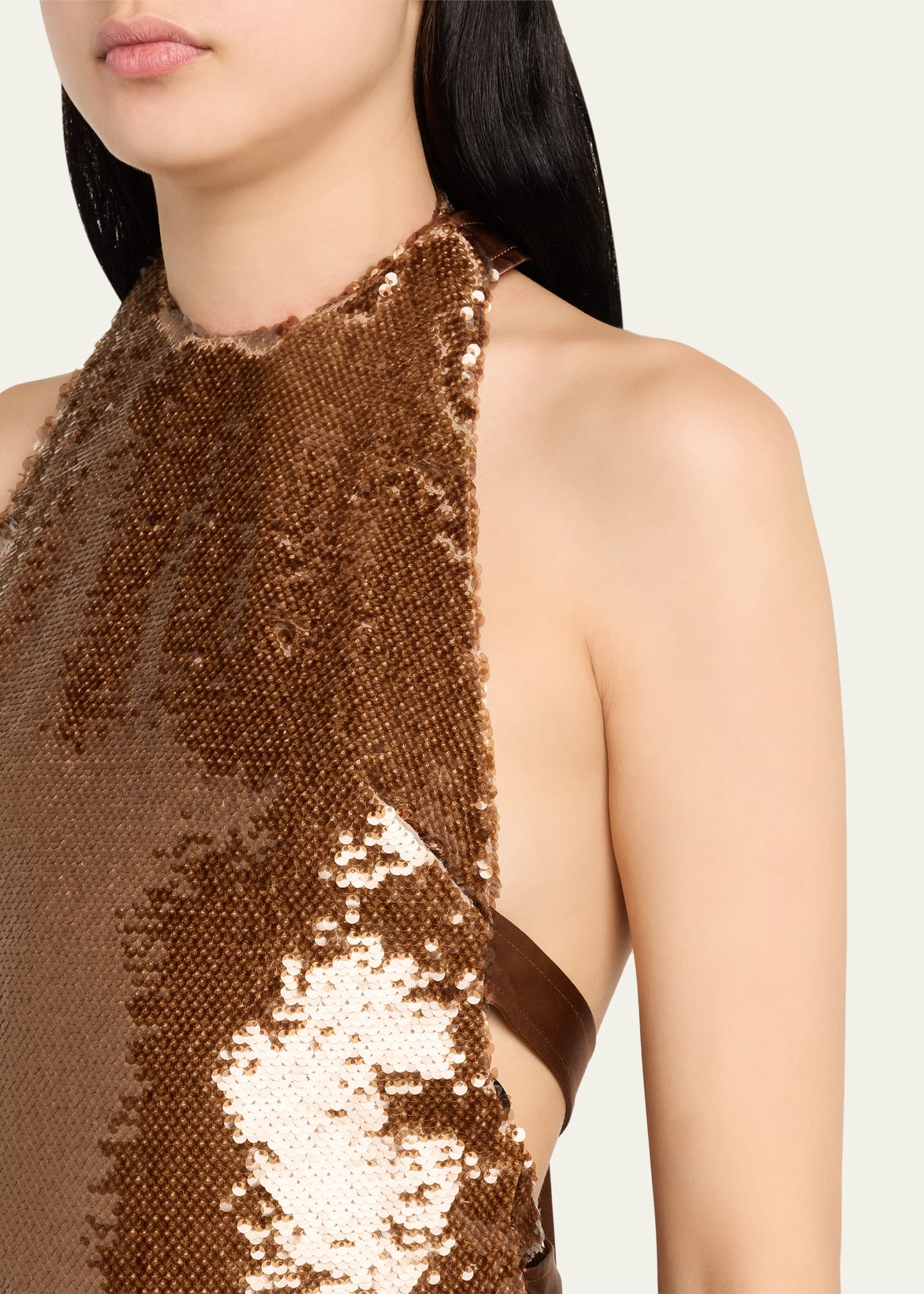 Sequined Halter Midi Dress - 5