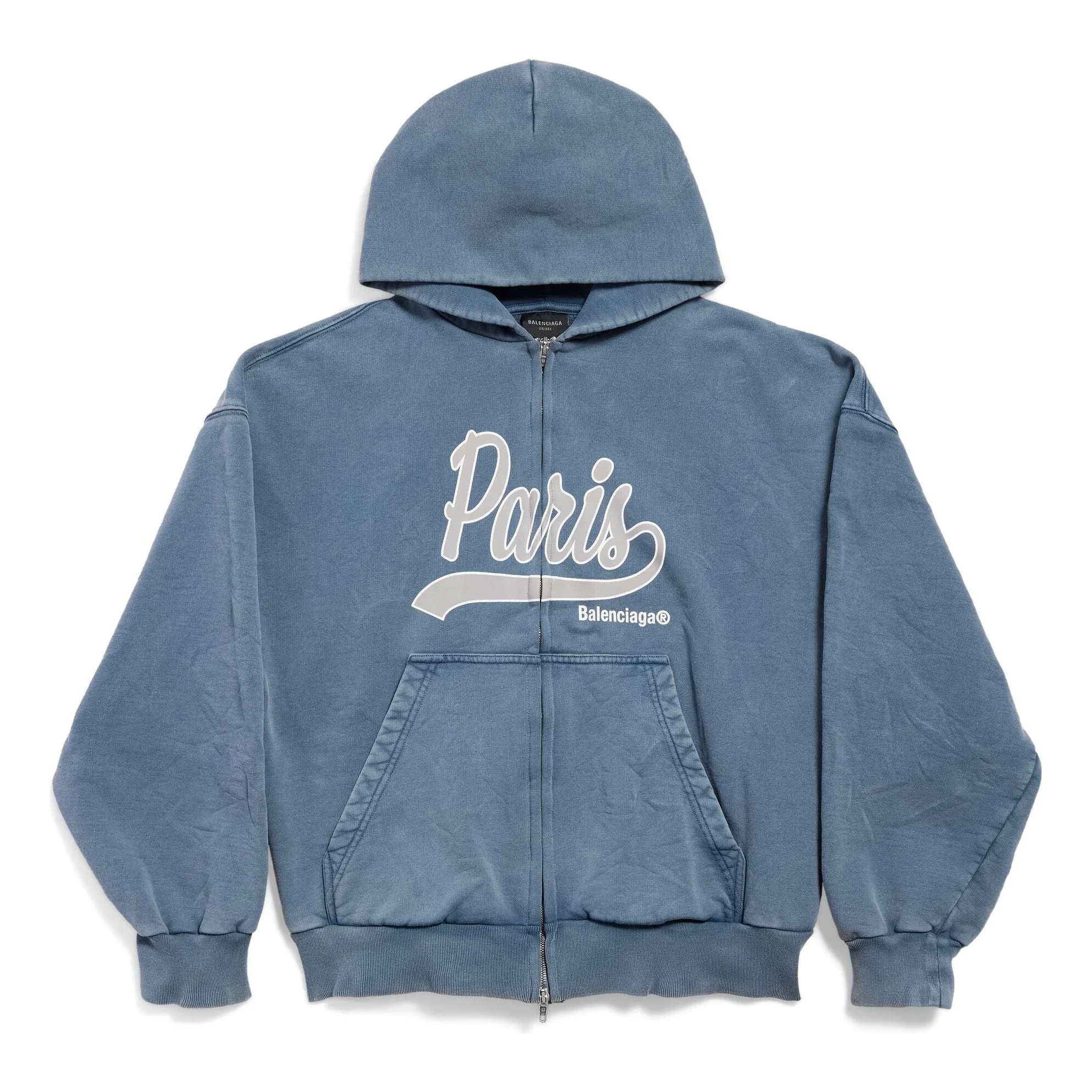 Balenciaga Enjoy Paris Full Zip Hoodie Regular Fit 'Faded Blue' 803264TRVL99340 - 1