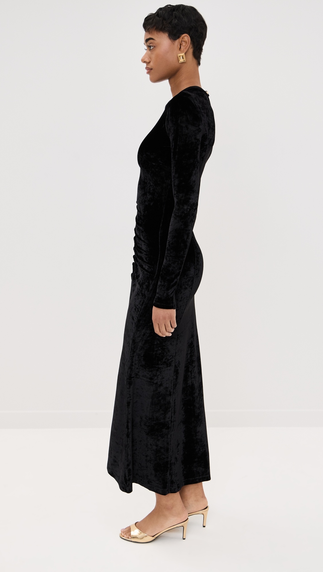 Long Draped Dress in Velvet - 4