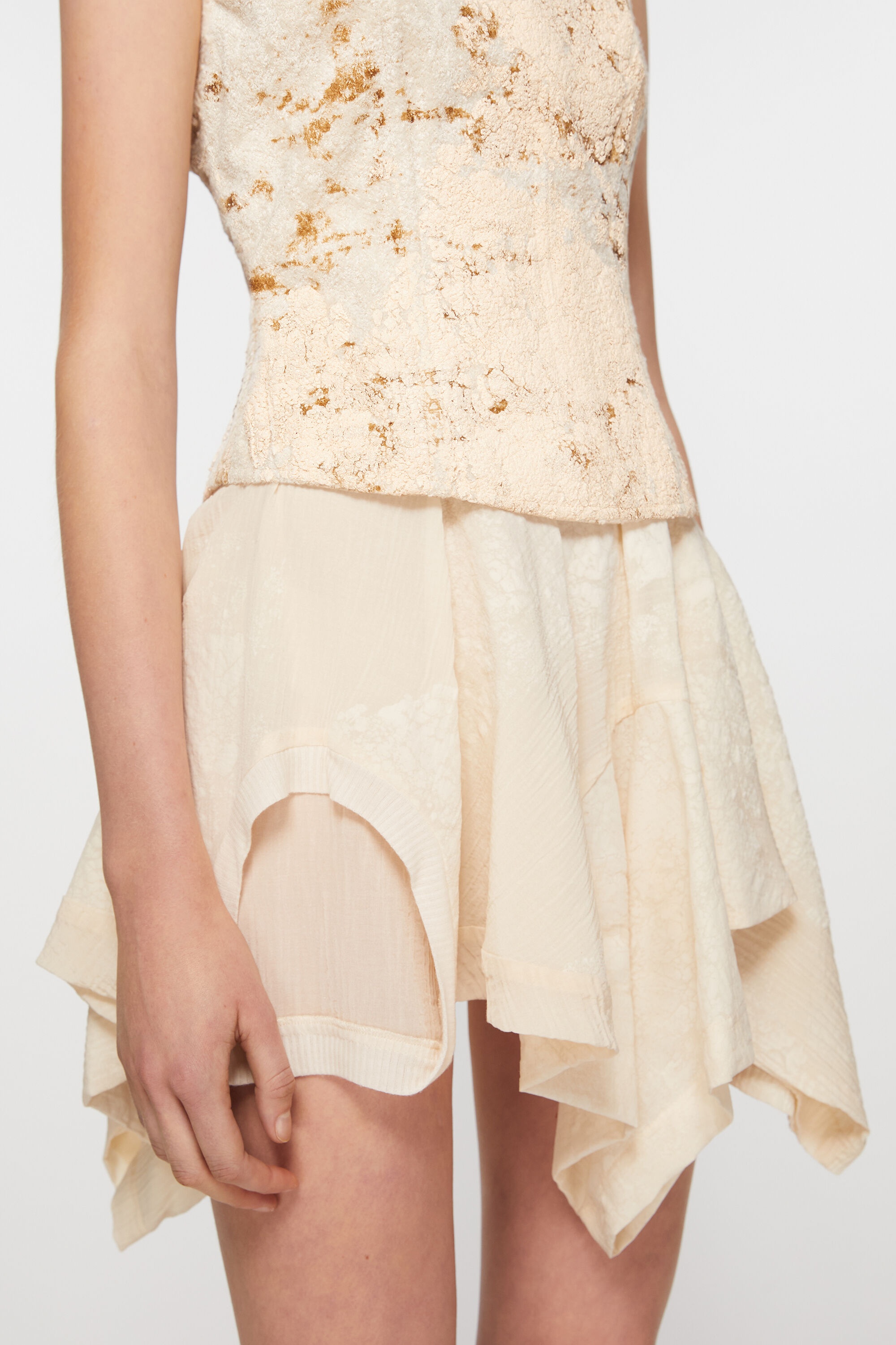 Sleeveless dress print - Ecru beige - 5