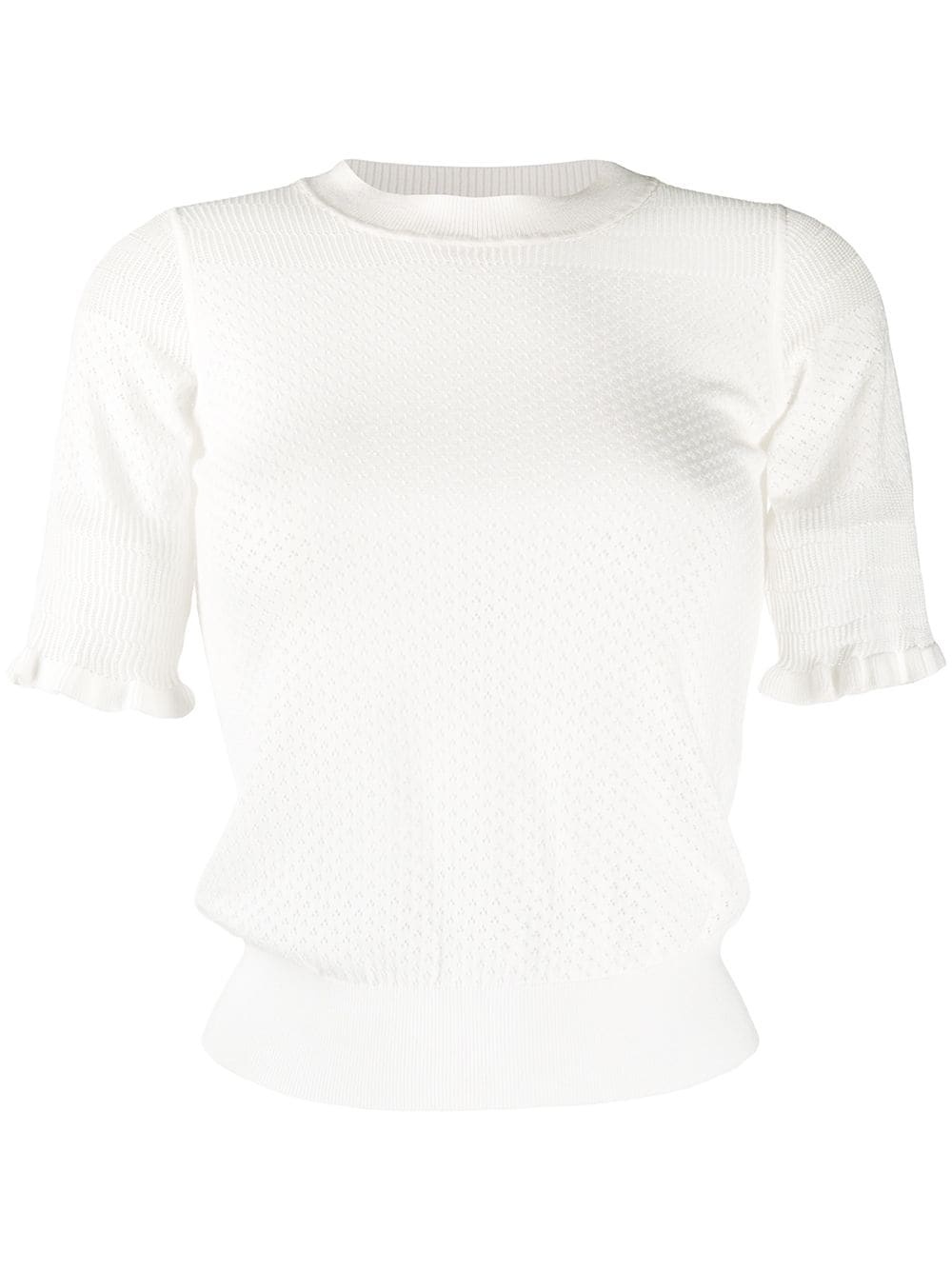 short-sleeve pointelle knit top - 1