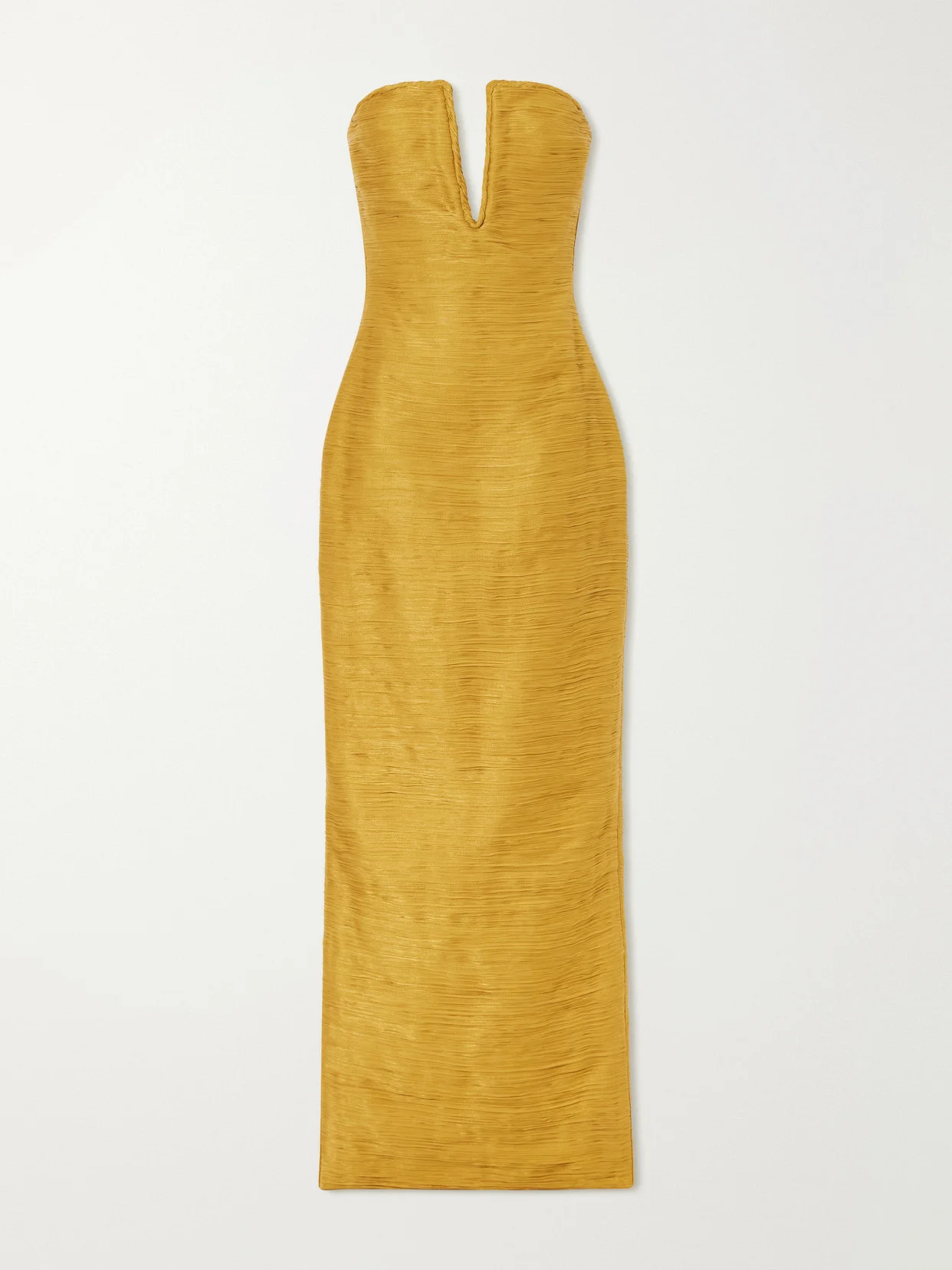Cape-effect Plissé Satin Gown - 1