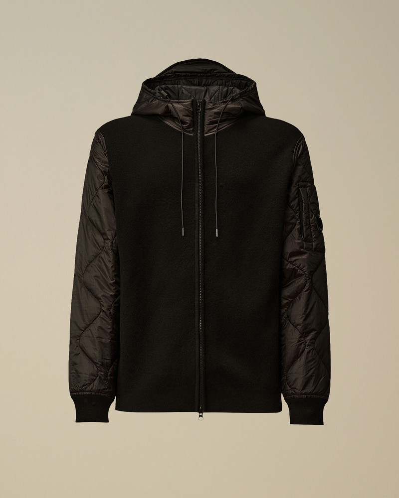 Extrafine Merino Wool Mixed Hooded Zip Sweater 1