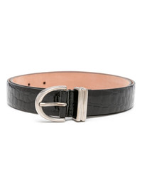 【Khaite】 Bambi croc-effect patentレザーベルト Bambi croc-effect patent leather belt in black - Khaite