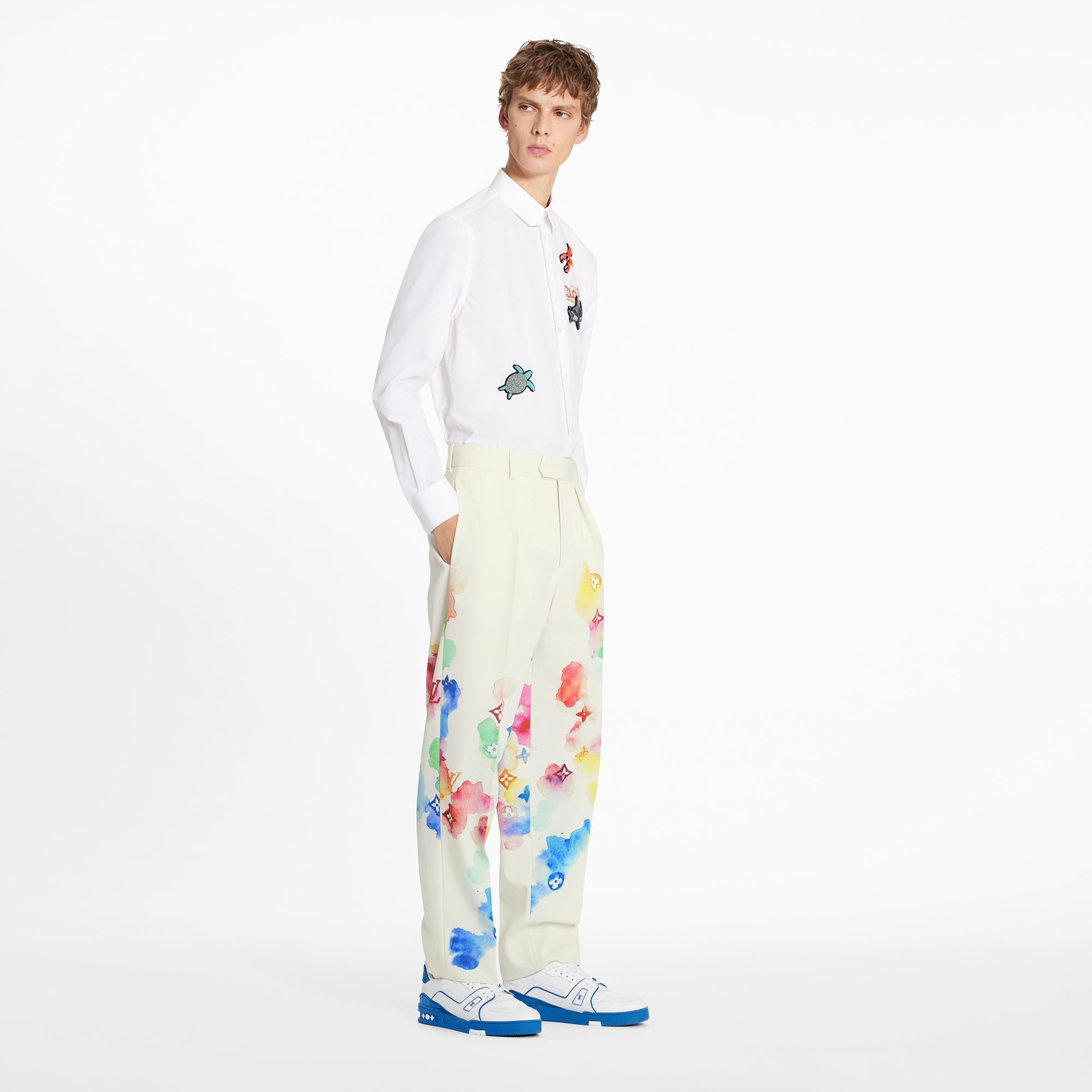 Multicolor Watercolor Light Tailored Pants - 4