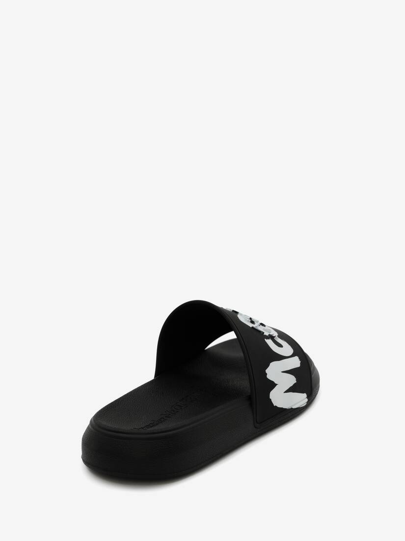 Oversized Rubber Slide in Black/white - 3